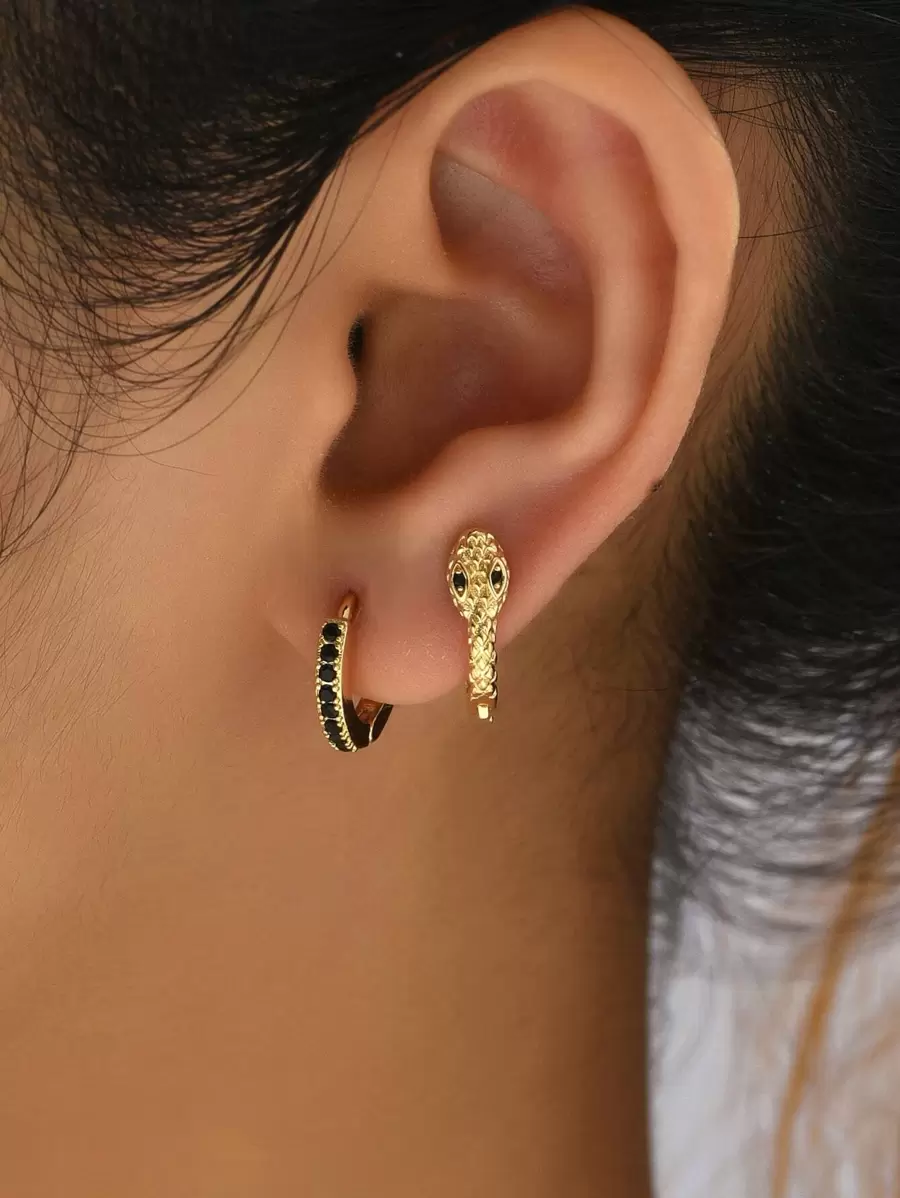 4入组/套復古蛇設計耳環適合女士,日常穿著和節日首飾配件