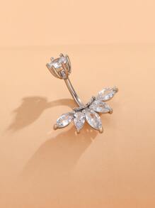 BR96 1pc Perfect Piercing Cubic Zirconia Decor Navel Belly Ring Copper Rainbow Magnetic Septum Piercing Jewelry Copper Jewelry - Silver - View 5