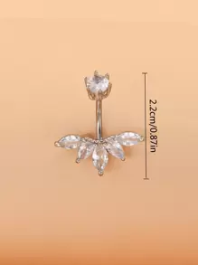 BR96 1pc Perfect Piercing Cubic Zirconia Decor Navel Belly Ring Copper Rainbow Magnetic Septum Piercing Jewelry Copper Jewelry - Silver - View 3