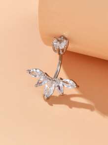 BR96 1pc Perfect Piercing Cubic Zirconia Decor Navel Belly Ring Copper Rainbow Magnetic Septum Piercing Jewelry Copper Jewelry - Silver - View 4