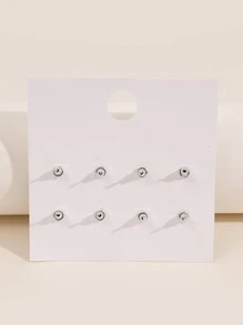 4pairs Arrow & Flower Design Stud Earrings - Multicolor - View 5