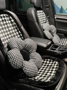 Flower Design Car Lumbar Support Pillow - Black and White - View 2