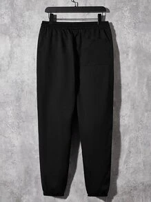 Manfinity RebelGame Men Letter Graphic Raglan Sleeve Pullover & Sweatpants - Black and White - View 4