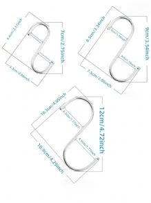 2 piezas gancho en forma de S de acero inoxidable, ganchos para colgar en forma de S para ropa de baño de cocina, gancho colgante de Metal multifuncional - Plateado - Ver 3