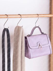 2 piezas gancho en forma de S de acero inoxidable, ganchos para colgar en forma de S para ropa de baño de cocina, gancho colgante de Metal multifuncional - Plateado - Ver 5