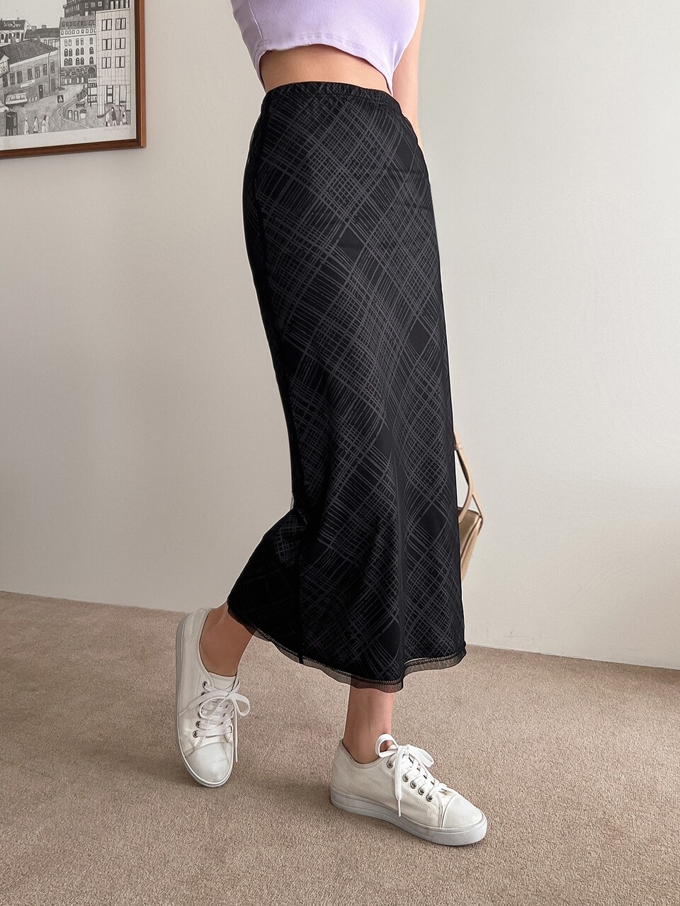 High Waist Plaid Print Skirt,Pencil Skirt Fall