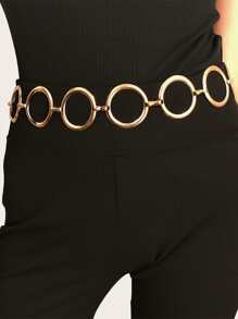 1 件女式闪亮金属金色腰链，百搭复古身体链腰带，带圆环，适合日常穿着、派对，搭配连衣裙、外套和牛仔裤，万圣节夏季、学校秋季、秋季、万圣节 - 金色 - 查看 3