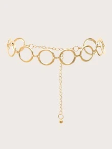 1 件女式闪亮金属金色腰链，百搭复古身体链腰带，带圆环，适合日常穿着、派对，搭配连衣裙、外套和牛仔裤，万圣节夏季、学校秋季、秋季、万圣节 - 金色 - 查看 2