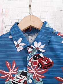 Áo cánh Gái Nút phía trước Hoa Boho - Màu xanh lam - Xem 4