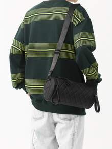 Bolso tipo cubo con detalle acolchado para hombre, bolso deportivo para escuela secundaria, estudiante universitario, para viajes, universidad y escuela - Negro - Ver 1