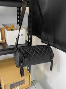 Bolso tipo cubo con detalle acolchado para hombre, bolso deportivo para escuela secundaria, estudiante universitario, para viajes, universidad y escuela - Negro - Ver 2