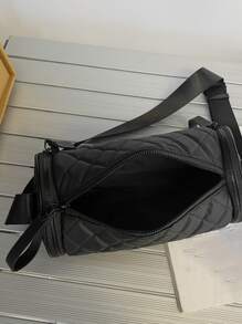 Bolso tipo cubo con detalle acolchado para hombre, bolso deportivo para escuela secundaria, estudiante universitario, para viajes, universidad y escuela - Negro - Ver 5