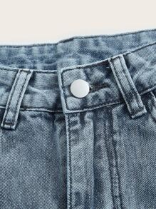 ROMWE Grunge Punk Jeans de pierna recta con estampado de estrella - Azul lavado medio - Ver 5