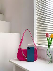 Mini Neon Pink Butterfly & Chain Decor Bag Pink - Pink - View 3