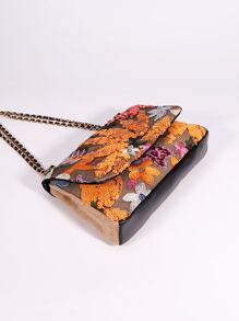 Fashionable,Minimalist,Casual,Random Floral Pattern Flap Chain Square Bag For Girl, Teen Girls - Multicolor - View 7