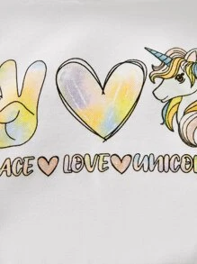 Baby Letter & Heart Print Hooded Tee & Joggers - Black and White - View 4