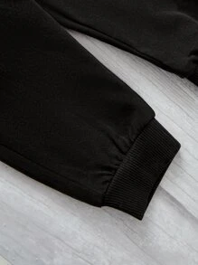 Baby Letter & Heart Print Hooded Tee & Joggers - Black and White - View 5