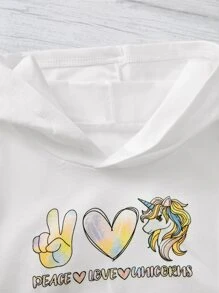 Baby Letter & Heart Print Hooded Tee & Joggers - Black and White - View 6