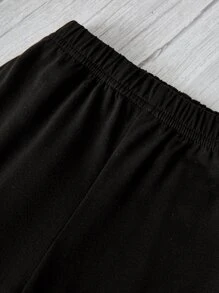 Baby Letter & Heart Print Hooded Tee & Joggers - Black and White - View 7