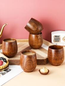 1入組復古木質咖啡杯茶杯 - 棕色 - 查看 9