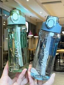 1入組字母圖案透明隨機色水瓶 - 彩色 - 查看 5