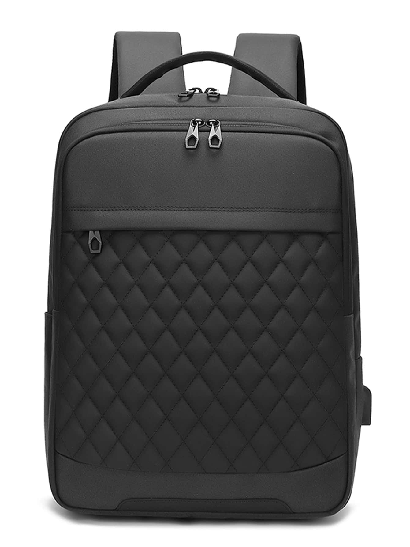 Mochila portátil de 14 pulgadas con puerto de carga, resistente al agua, acolchada, con diseño para hombres, mochila escolar para viaje, universidad, escuela, uso casual, gran capacidad, liviana, mochila de estilo rucksack para verano, mochila de hombre de moda, bolso de pecho, bolso, bolso de cadera, bolso de vacaciones, bolso de camping, bolso de regreso a la escuela, funda para portátil, accesorios deportivos, útiles escolares. - Negro - Ver 1