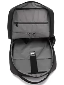Mochila portátil de 14 pulgadas con puerto de carga, resistente al agua, acolchada, con diseño para hombres, mochila escolar para viaje, universidad, escuela, uso casual, gran capacidad, liviana, mochila de estilo rucksack para verano, mochila de hombre de moda, bolso de pecho, bolso, bolso de cadera, bolso de vacaciones, bolso de camping, bolso de regreso a la escuela, funda para portátil, accesorios deportivos, útiles escolares. - Negro - Ver 3