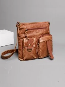 yating Túi Crossbody Nữ màu trơn Có thể điều chỉnh được Đúng mốt - Rỉ Nâu - Xem 1