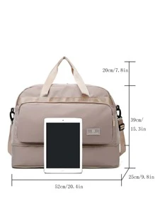 Bolso De Mano De Moda En Tela De Nailon De Color Sólido - Caqui - Ver 3