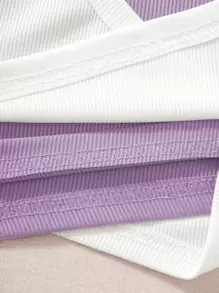 SHEIN Unity Two Tone Cut Out Crop Tank Top Graphic Tees Women Tops - Lilac Purple - View 4