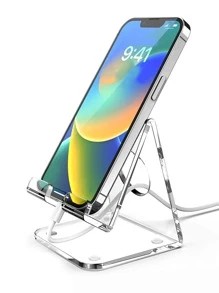 1pc Clear Desktop Phone Holder - Clear - View 2