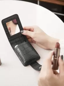 Túi đựng son môi cầm tay có gương Túi đựng mỹ phẩm nhỏ đơn giản cho nữ Túi đựng mỹ phẩm thời trang Túi đựng son môi Túi đựng son môi dùng hàng ngày Nhẹ Da PU cầm tay cho bé gái Nhẹ Thời trang cho kỷ niệm Quà tặng sinh nhật Quà tặng cho nhân viên văn phòng Cho nam Cho nữ Cho nữ Ví Ví mini Ví Ví đựng tiền xu - màu đen - Xem 2