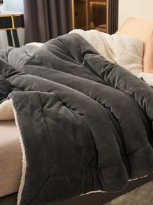 1 件深灰色牛奶绒羊羔毛毯，温暖舒适，适合所有季节，可机洗