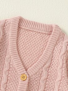 Baby Cable Knit Cardigan - Pink - View 5