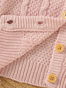 Baby Cable Knit Cardigan - Pink - View 6