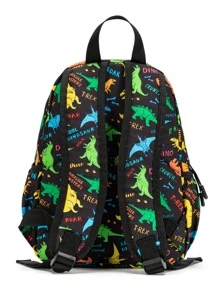 1pc Unisex Cute Printed Fabric Backpack With Padded Back And Adjustable Shoulder Straps, Zipper Closure. Perfect For School And Travel - Black - View 2