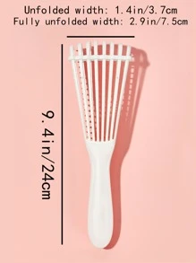 白色干湿用镂空发梳，1 件大号塑料趣味纯色扇形梳，带长手可拆卸易收纳章鱼梳发刷 - 白色 - 查看 4