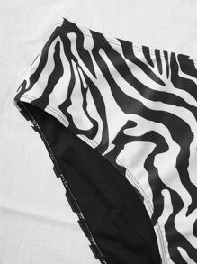 Swim Vcay 大碼斑馬紋高腰泳褲 - 黑與白 - 查看 5