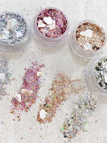 Bộ 4 hộp miếng dán móng nghệ thuật pha lê lấp lánh và thiên hà hồng - Nhiều màu - Xem 1