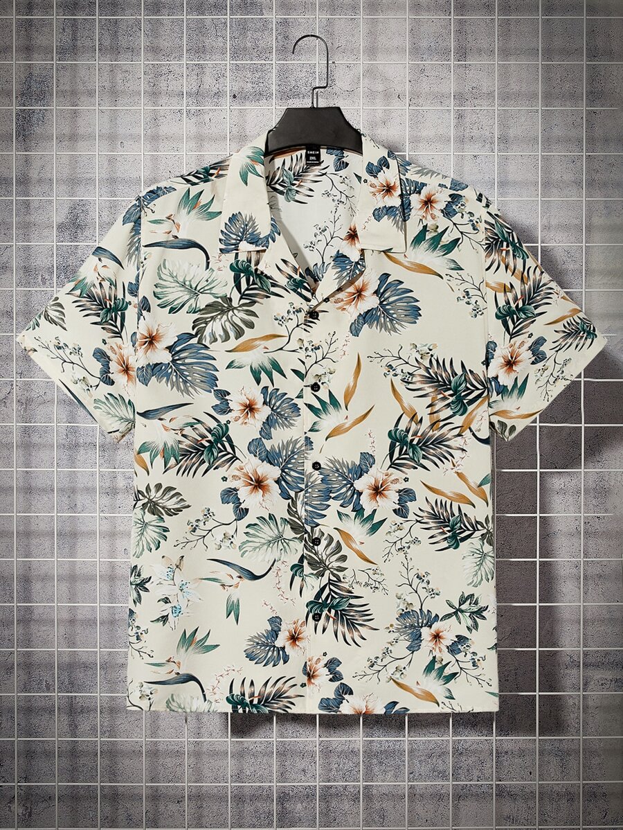 EASEVO Men Plus Tropical Print Shirt - Multicolor - View 1