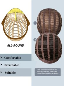 Peluca sintética recta larga con capas de oro marrón degradado con flequillo - Dorado - Ver 8