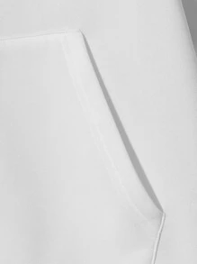 Manfinity Men Plus Wave & Japanese Letter Graphic Drawstring Thermal Lined Hoodie - White - View 4