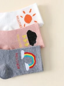 5pairs Rainbow & Letter Graphic Crew Socks - Multicolor - View 4