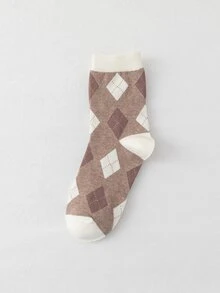 菱形印花中筒襪 - 彩色 - 查看 3