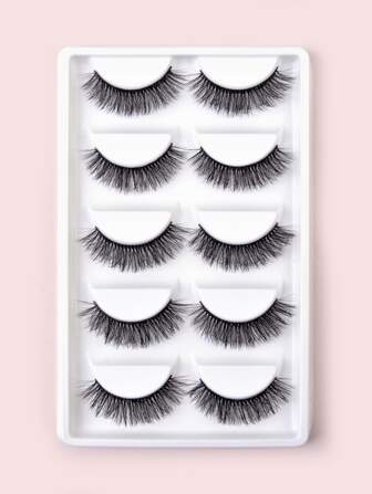 5對充分假睫毛濃密睫毛13mm自然纖長假睫毛