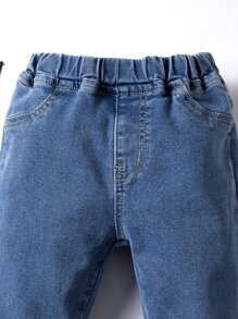 Baby Elastic Waist Slant Pocket Jeans - Medium Wash - View 5