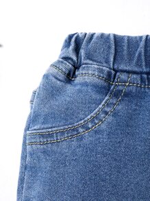 Baby Elastic Waist Slant Pocket Jeans - Medium Wash - View 7