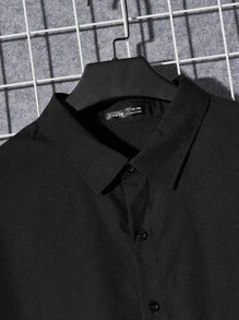 Manfinity Men Plus Crane & Letter Graphic Shirt - Black - View 4