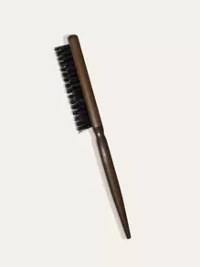 1入組黑色/灰色豬鬃毛橡木柄尾梳，適用於梳理、造型和梳理頭髮的髮刷 - 黑色 - 查看 1