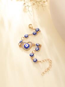 Pulsera ojo & con diamante de imitación con adorno de corazón - Multicolor - Ver 2